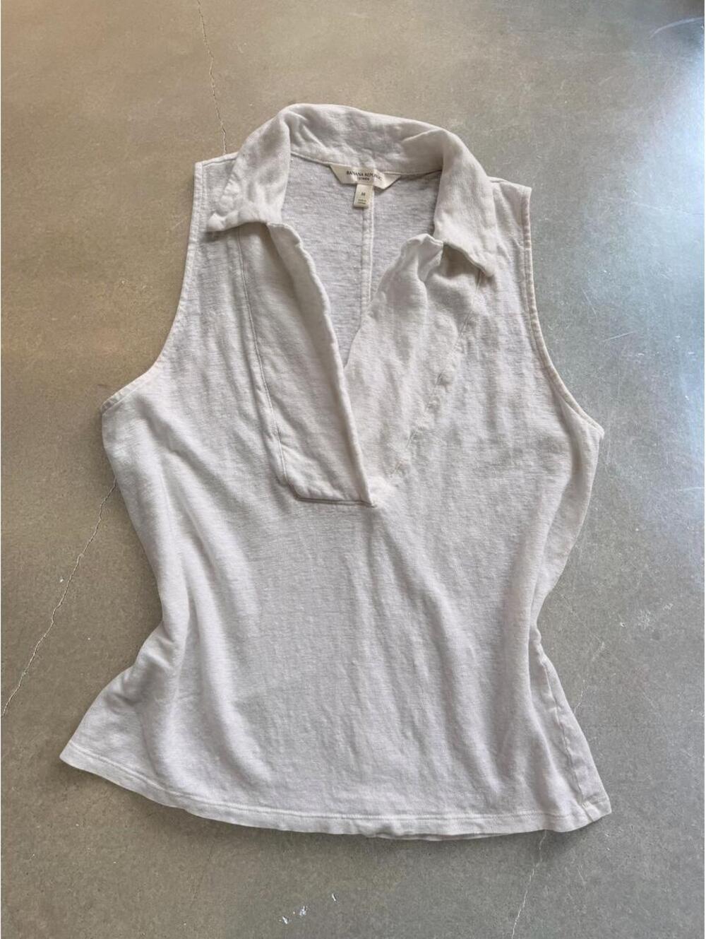 Banana Republic 100% Linen Sleeveless White Top Size M